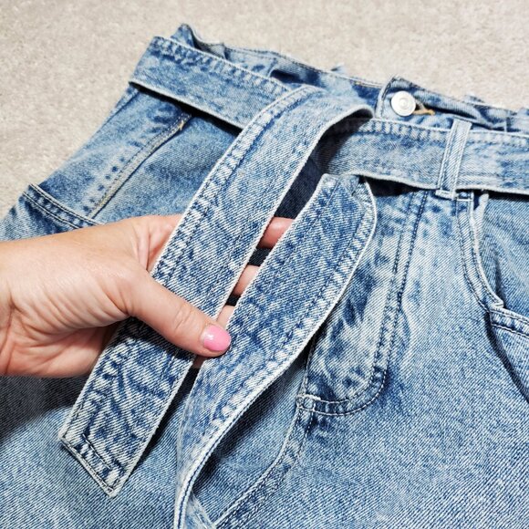 WE THE FREE East Of Eden Denim Mini Skirt Free People Retro Raw Hem Women's 25 - Picture 3 of 14